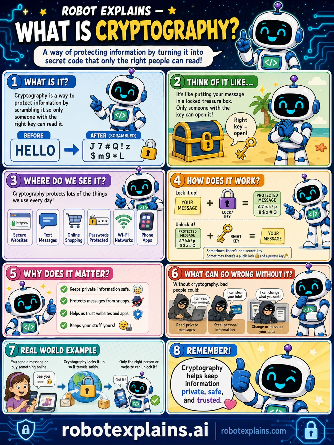 Infographic: What Is Cryptography?. Scrambling vs hiding.