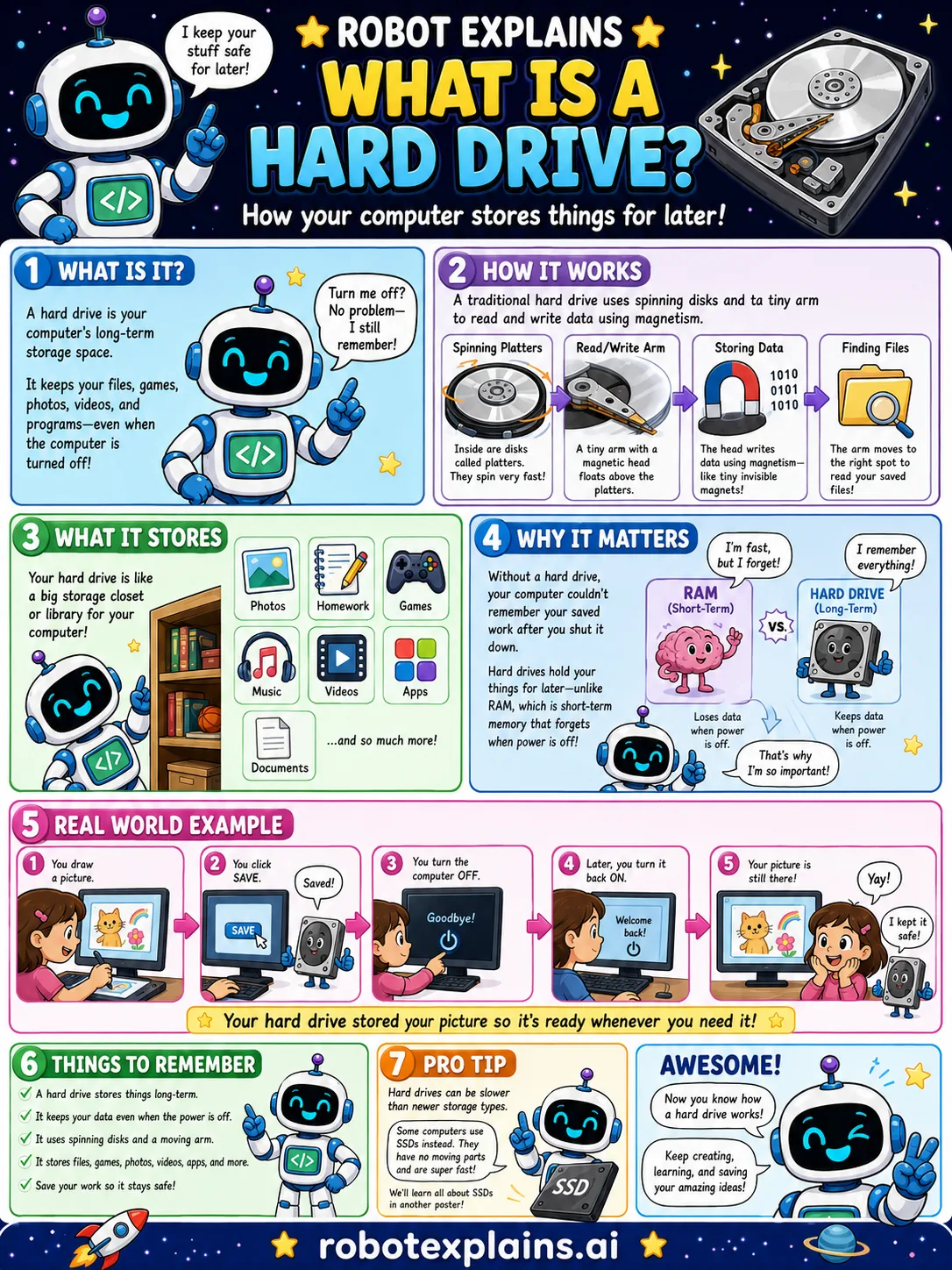 Infographic: What Is a Hard Drive?. How your computer stores things for later.