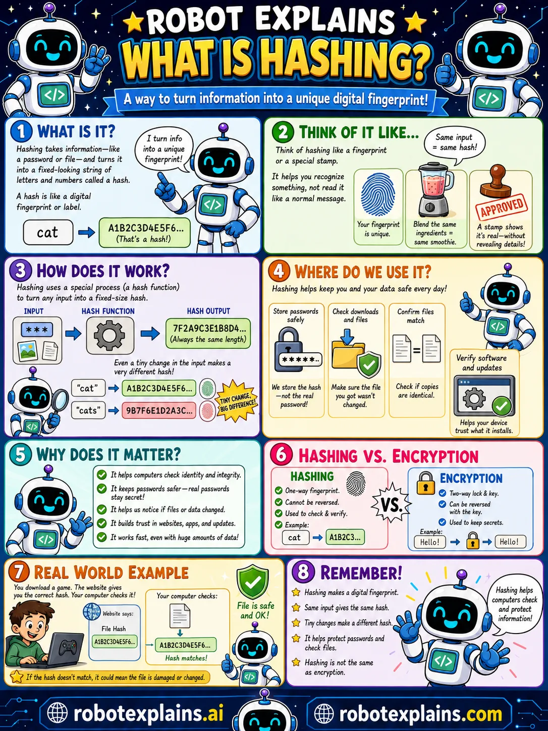 Infographic: What Is Hashing?. Digital fingerprints.