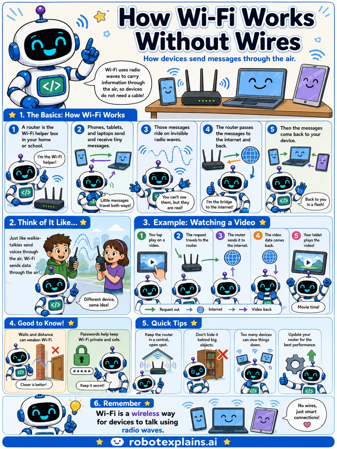 Infographic: How Wi-Fi Works Without Wires. Radio waves on Earth.