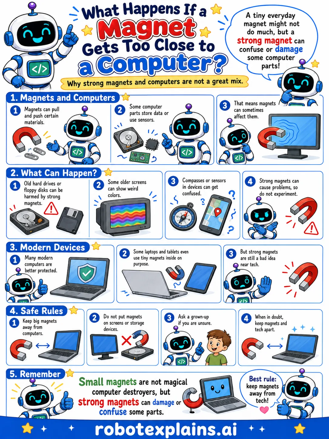 Infographic: What Happens If a Magnet Gets Too Close to a Computer?. Magnets and electronics.