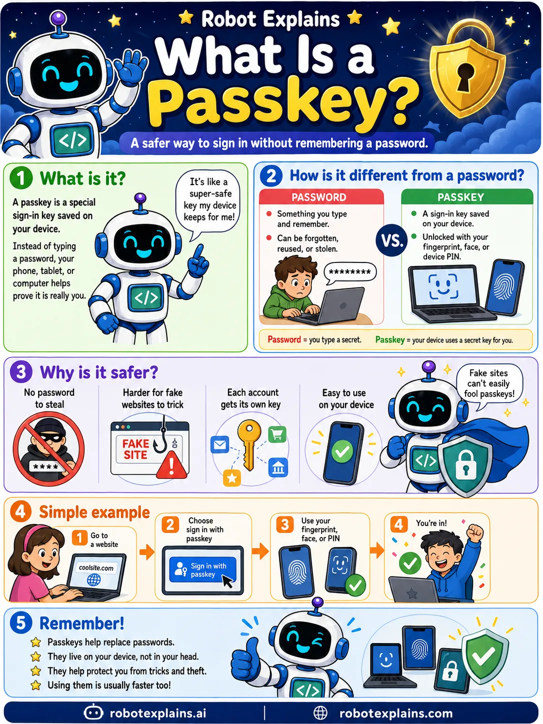 Infographic: What Is a Passkey?. A safer way to sign in without remembering a password.